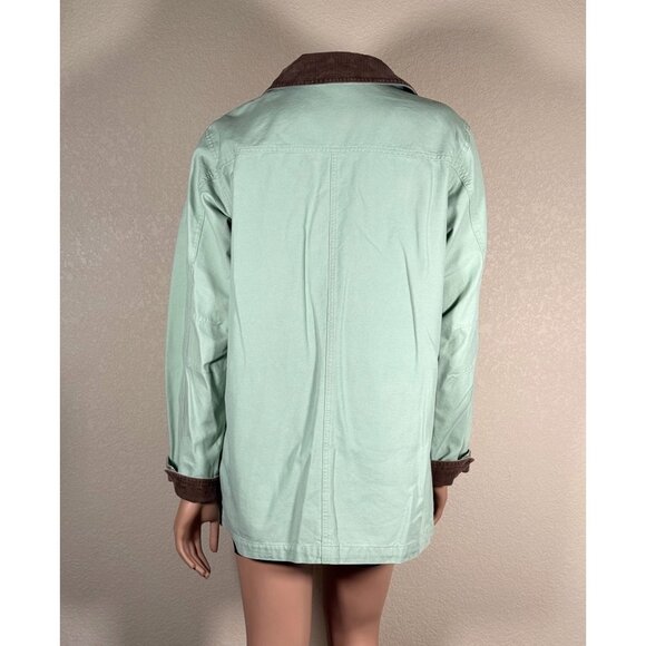 L.L. Bean Canvas Field Chore Barn Jacket Mint Green Brown Corduroy 0WY22 - Picture 2 of 14